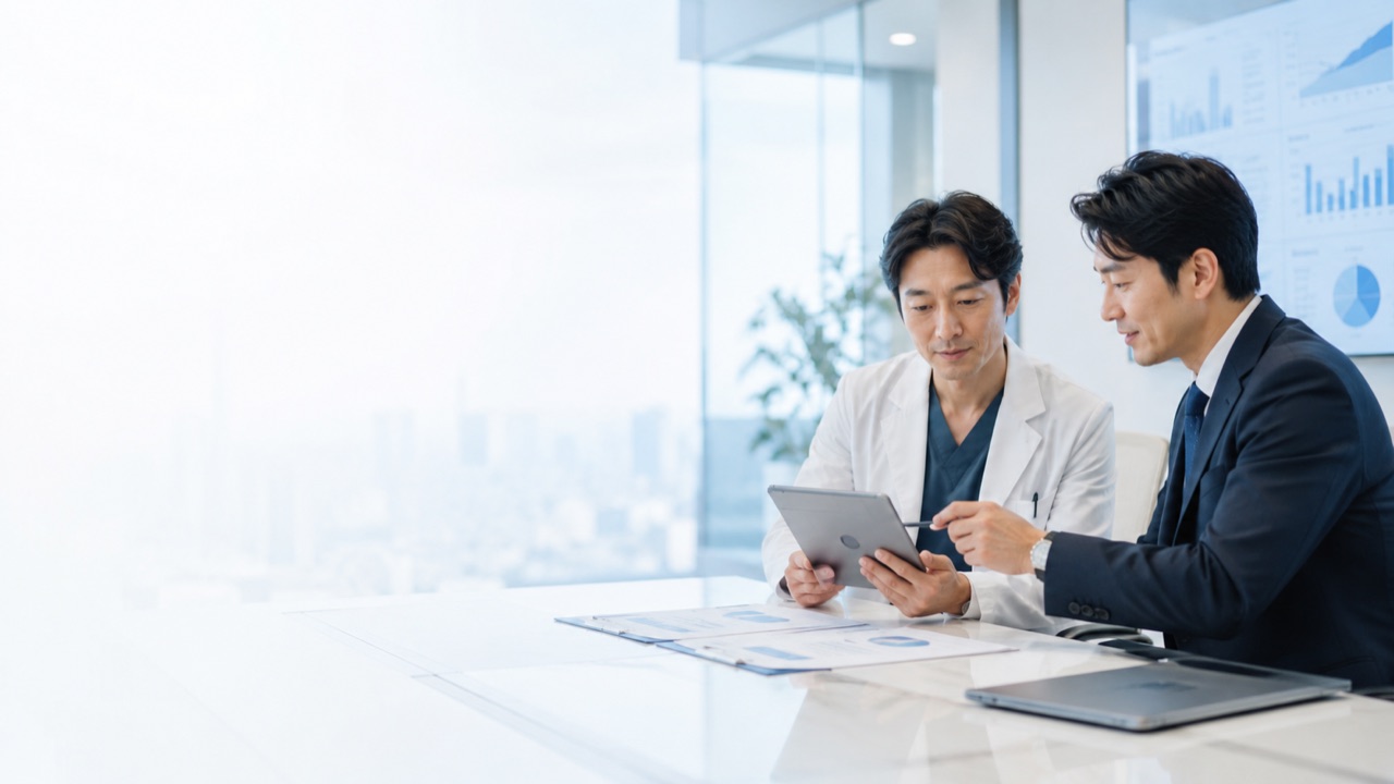 経営データを確認する医師と運営者